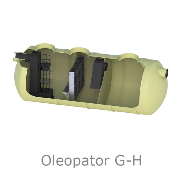 Odlučovače s kolaescenčním filtrom vyrobené z GRP (horizontálne)