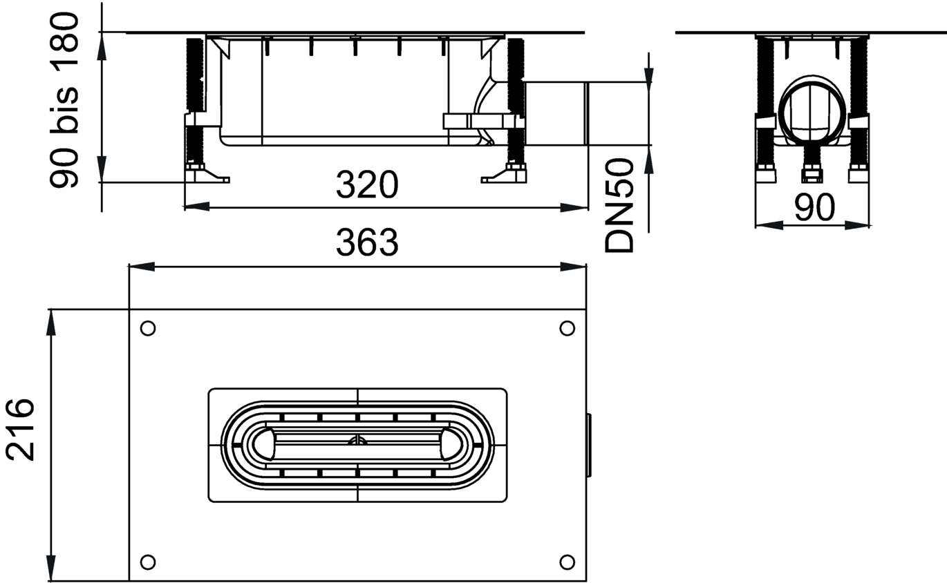 ACO ShowerDrain Splus Vpust-standard Vykres