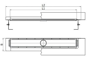 [Translate to Slovak:] ShowerDrain M+ Duschrinne mit Wandaufkantung Technische Zeichnung
