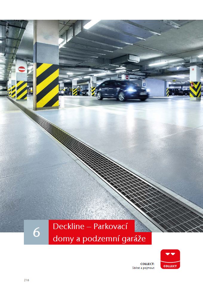 ACO DRAIN® Deckline - ploché žlaby pro parkovací domy z polymerbetonu [A15 - C250 kN]